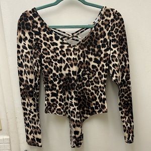 LE.LIS Leopard  Bodysuit  Size Small